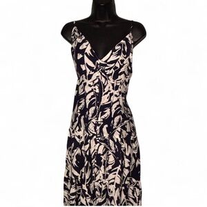 Fashion Nova Navy and White Leaf Maxi Dress